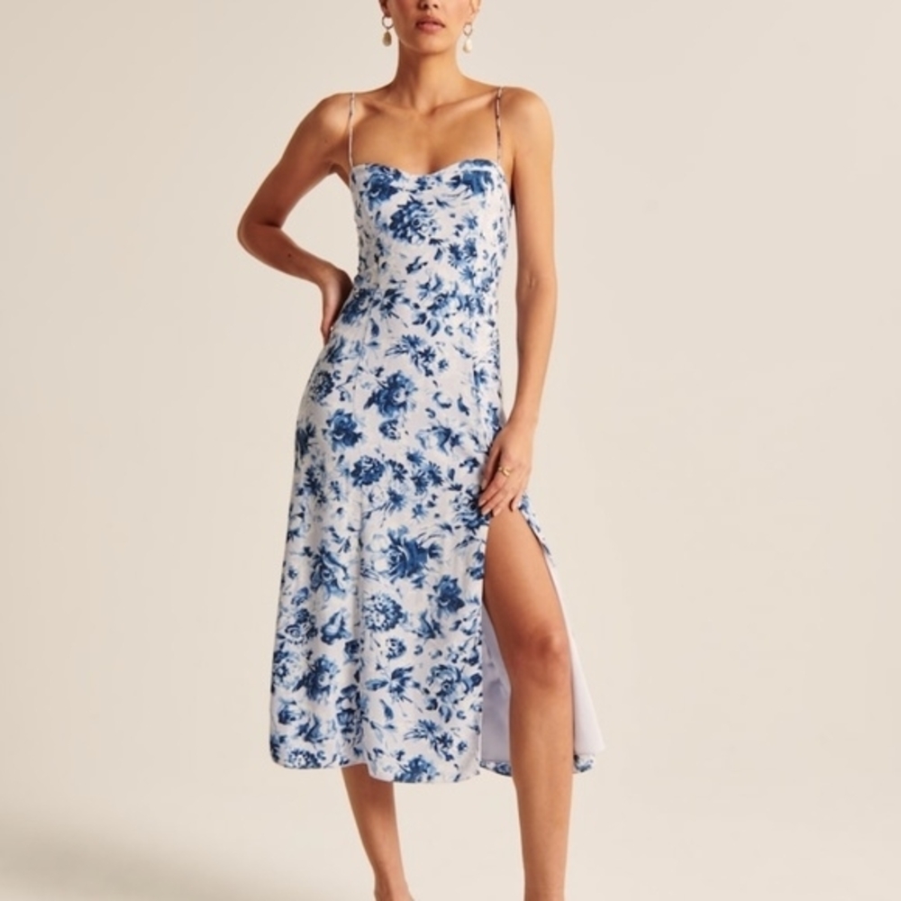 Floral Blue and White Dress